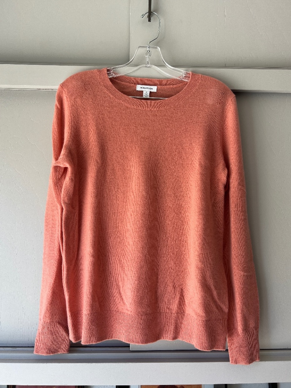 New Nordstrom Coral Pink 100% Cashmere Crewneck Sweater M